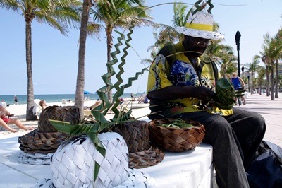 Palm Frond Hat Weaver